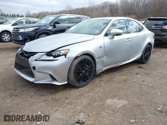 2014 Lexus IS 350 with VIN JTHCE1D25E5002075, listed as a IAAI auction lot 41877829 with 105,269 mi miles. Bid and sale history available at carsss.com. Image 2.