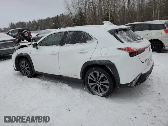 2020 Lexus UX 250h F Sport z VIN JTHR9JBH0L2031472, wystawiony jako Copart lot #87076054 z przebiegiem 110 396 mil mil oraz Szkoda całkowita • Salvage title. Historia ofert i sprzedaży dostępna na DreamBid. Obrazek 2.