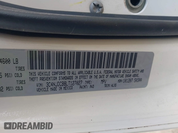 2020 Jeep Compass Limited with VIN 3C4NJDCB8LT127027, listed as a IAAI auction lot 41724110 with 94,896 mi miles and . Bid and sale history available at DreamBid. Image 9.