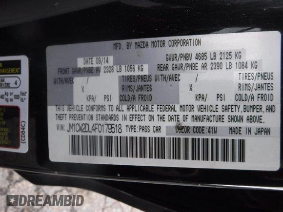 2015 Mazda Mazda5 Grand Touring with VIN JM1CW2DL4F0179518, listed as a Copart auction lot 68946694 with 97,339 mi miles and Salvage Title. Bid and sale history available at carsss.com. Image 13.