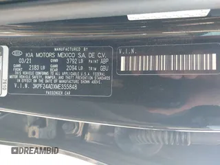 2021 Kia Forte LXS с VIN 3KPF24ADXME355848, выставлен на аукционе IAAI как лот 42248749 с пробегом 52 698 миль миль и . История ставок и продаж доступна на DreamBid. Изображение 9.