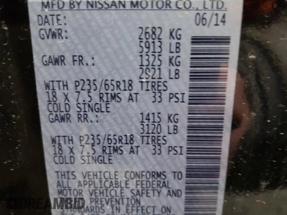 2014 Infiniti QX60 with VIN 5N1AL0MN3EC541756, listed as a Copart auction lot 87489814 with Not Provided miles and Non Repairable. Bid and sale history available at DreamBid. Image 10.