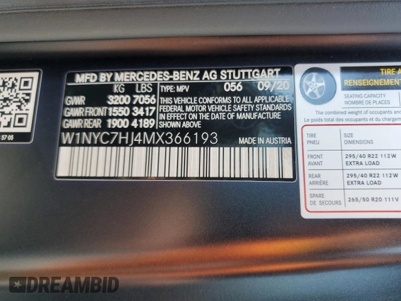 2021 Mercedes-Benz G 63 AMG z VIN W1NYC7HJ4MX366193, wystawiony jako Copart lot #54274335 z przebiegiem 27 747 mil mil oraz Szkoda całkowita • Salvage title. Historia ofert i sprzedaży dostępna na DreamBid. Obrazek 13.