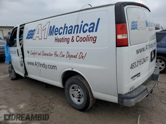 2014 Chevrolet Express Cargo Van with VIN 1GCWGFCB9E1137591, listed as a Copart auction lot 85784424 with 0 mi miles and Salvage Title. Bid and sale history available at carsss.com. Image 2.