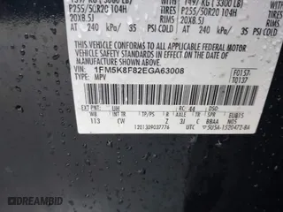 2014 Ford Explorer Limited with VIN 1FM5K8F82EGA63008, listed as a IAAI auction lot 41429938 with 1 mi miles. Bid and sale history available at carsss.com. Image 9.