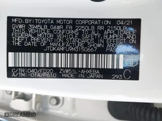 2021 Toyota Prius L Eco with VIN JTDKAMFU9M3150667, listed as a IAAI auction lot 41609328 with 59,177 mi miles. Bid and sale history available at carsss.com. Image 9.