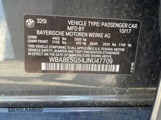 2018 BMW 3 Series 320i xDrive with VIN WBA8E5G54JNU47709, listed as a Copart auction lot 46378385 with 40,647 mi miles and Clean Title. Bid and sale history available at carsss.com. Image 10.