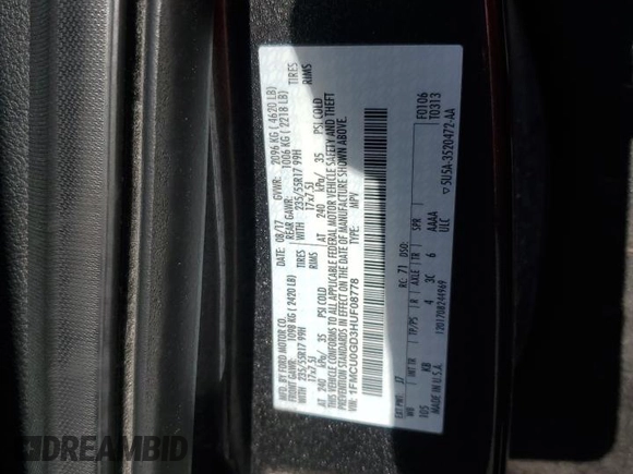 2017 Ford Escape SE z VIN 1FMCU0GD3HUF08778, wystawiony jako Copart lot #58224765 z przebiegiem 67 211 mil mil oraz Szkoda całkowita • Salvage title. Historia ofert i sprzedaży dostępna na DreamBid. Obrazek 12.