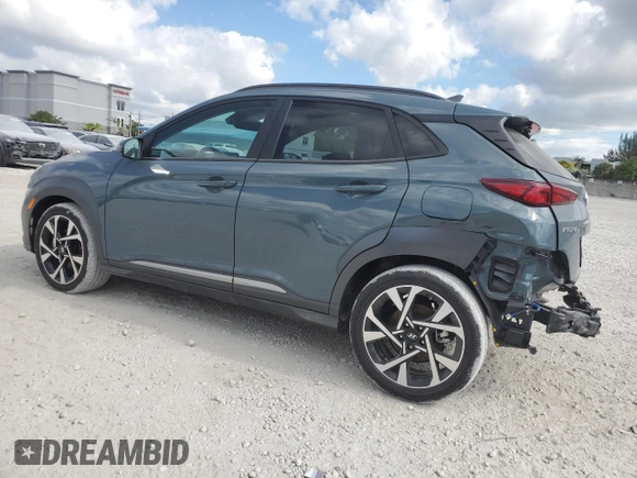 2022 Hyundai Kona Limited with VIN KM8K53A34NU805516, listed as a Copart auction lot 80273864 with 25,249 mi miles and Salvage Title. Bid and sale history available at carsss.com. Image 2.