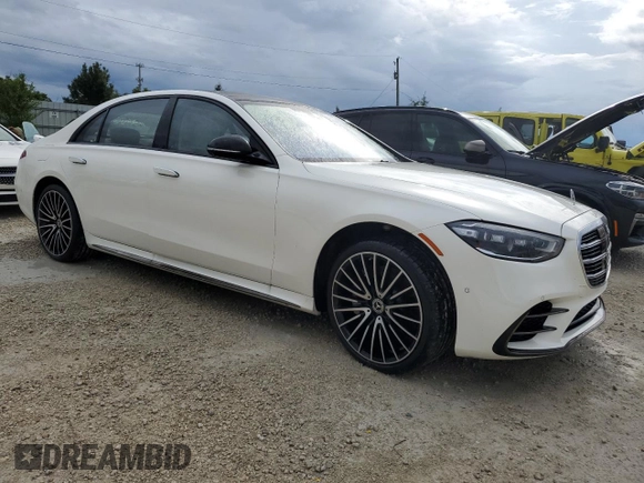 2023 Mercedes-Benz S-Class S 500 with VIN W1K6G6DB0PA175105, listed as a Copart auction lot 74262634 with 5,599 mi miles and Salvage Title. Bid and sale history available at carsss.com. Image 4.