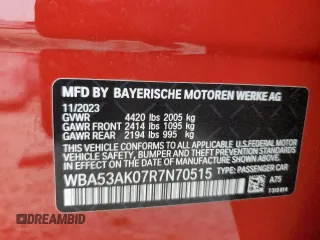 2024 BMW 2 Series 228i with VIN WBA53AK07R7N70515, listed as a Copart auction lot 55570055 with 8,314 mi miles and Salvage title. Bid and sale history available at DreamBid. Image 12.
