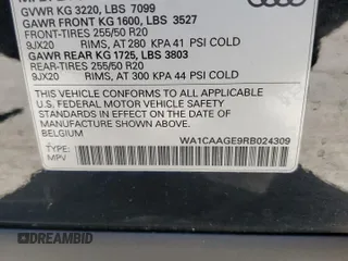 2024 Audi Q8 e-tron Sportback S line Premium Plus z VIN WA1CAAGE9RB024309, wystawiony jako Copart lot #51714695 z przebiegiem 12 919 mil mil oraz Nie do naprawy • Non repairable. Historia ofert i sprzedaży dostępna na DreamBid. Obrazek 12.