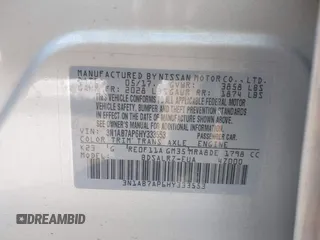 2017 Nissan Sentra S with VIN 3N1AB7AP6HY333553, listed as a IAAI auction lot 40118143 with 77,301 mi miles and . Bid and sale history available at DreamBid. Image 9.