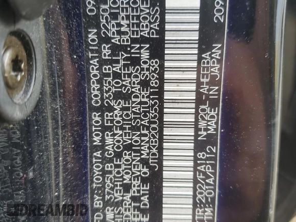 2005 Toyota Prius with VIN JTDKB20U353118938, listed as a Copart auction lot 68510644 with 0 mi miles and Salvage Title. Bid and sale history available at carsss.com. Image 12.