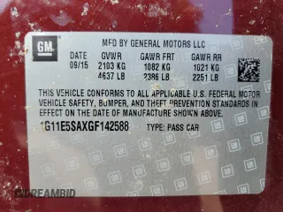 2016 Chevrolet Malibu Limited LTZ with VIN 1G11E5SAXGF142588, listed as a Copart auction lot 73987254 with 131,688 mi miles and Non Repairable. Bid and sale history available at carsss.com. Image 12.