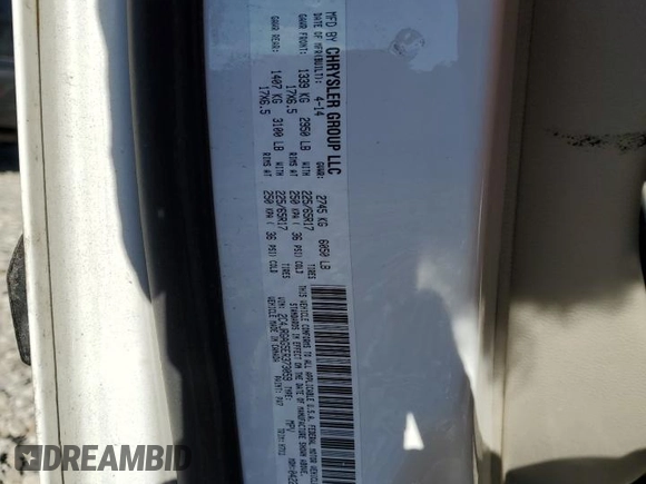 2014 Ram Cargo Van Tradesman with VIN 2C4JRGAG5ER373059, listed as a Copart auction lot 42495855 with 207,105 mi miles and Non Repairable. Bid and sale history available at carsss.com. Image 14.