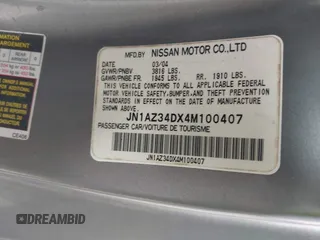 2004 Nissan 350Z Touring with VIN JN1AZ34DX4M100407, listed as a IAAI auction lot 41758380 with 154,166 mi miles. Bid and sale history available at carsss.com. Image 9.