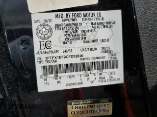 2012 Ford F-150 XL with VIN 1FTFX1EF9CFD02820, listed as a Copart auction lot 51263665 with 204,060 mi miles and Salvage Title. Bid and sale history available at carsss.com. Image 12.