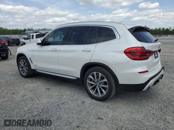 2018 BMW X3 xDrive30i with VIN 5UXTR9C57JLD57904, listed as a Copart auction lot 53699985 with 75,798 mi miles and Salvage Title. Bid and sale history available at DreamBid. Image 2.