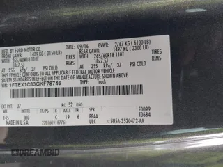 2016 Ford F-150 XL с VIN 1FTEX1C83GKF78746, выставлен на аукционе IAAI как лот 42606739 с пробегом 224 158 миль миль и . История ставок и продаж доступна на DreamBid. Изображение 9.