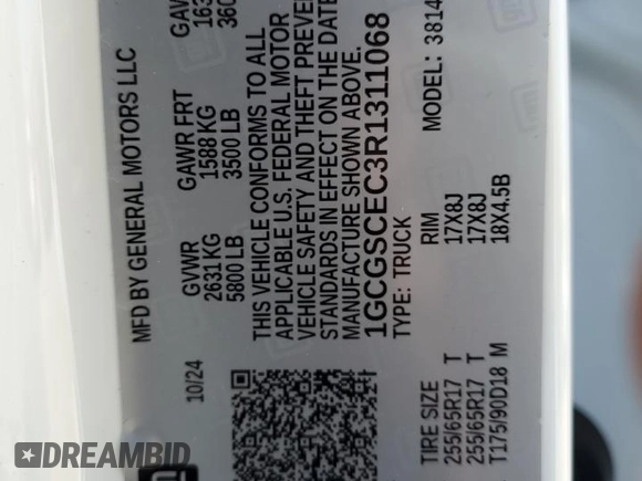 2024 Chevrolet Colorado 2WD LT z VIN 1GCGSCEC3R1311068, wystawiony jako Copart lot #54395815 z przebiegiem 1 600 mil mil oraz Szkoda całkowita • Salvage title. Historia ofert i sprzedaży dostępna na DreamBid. Obrazek 12.