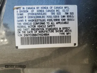 2007 Acura MDX Sport/Entertainment Pkg with VIN 2HNYD28847H524684, listed as a Copart auction lot 52983135 with 288,670 mi miles and Salvage Title. Bid and sale history available at carsss.com. Image 13.