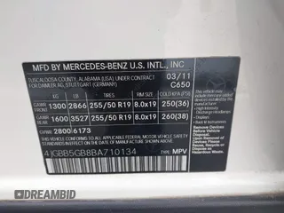 2011 Mercedes-Benz M 350 with VIN 4JGBB5GB8BA710134, listed as a IAAI auction lot 42185504 with 133,057 mi miles and . Bid and sale history available at DreamBid. Image 9.
