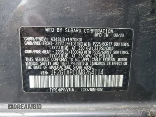 2021 Subaru Crosstrek Premium z VIN JF2GTAPC0M8264114, wystawiony jako Copart lot #57050895 z przebiegiem 184 558 mil mil oraz Szkoda całkowita • Salvage title. Historia ofert i sprzedaży dostępna na DreamBid. Obrazek 12.