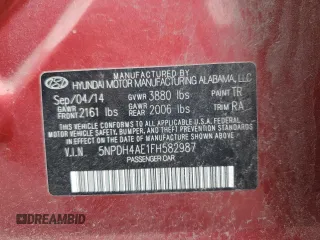 2015 Hyundai Elantra SE z VIN 5NPDH4AE1FH582987, wystawiony jako Copart lot #58307295 z przebiegiem 67 478 mil mil oraz Szkoda całkowita • Salvage title. Historia ofert i sprzedaży dostępna na DreamBid. Obrazek 12.