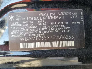 2007 BMW 3 Series 335i with VIN WBAVB735X7PA88265, listed as a Copart auction lot 43277035 with 73,385 mi miles and Clean Title. Bid and sale history available at carsss.com. Image 12.
