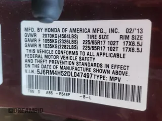 2013 Honda CR-V EX with VIN 5J6RM4H52DL047497, listed as a Copart auction lot 50786745 with 144,085 mi miles and Salvage Title. Bid and sale history available at carsss.com. Image 12.
