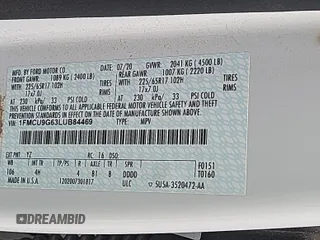2020 Ford Escape SE with VIN 1FMCU9G63LUB84469, listed as a IAAI auction lot 42547664 with 58,786 mi miles and . Bid and sale history available at DreamBid. Image 7.