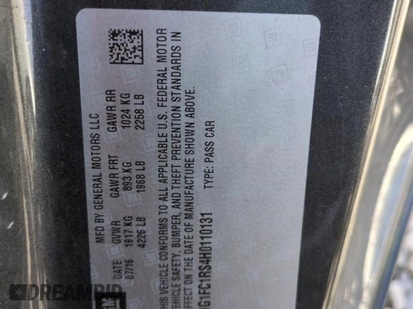 2017 Chevrolet Camaro 2LT z VIN 1G1FC1RS4H0110131, wystawiony jako Copart lot #52154175 z przebiegiem 95 384 mil mil oraz Szkoda całkowita • Salvage title. Historia ofert i sprzedaży dostępna na DreamBid. Obrazek 12.