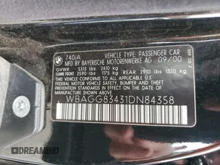 2001 BMW 7 Series 740iA with VIN WBAGG83431DN84358, listed as a Copart auction lot 78825624 with 220,545 mi miles and Clean Title. Bid and sale history available at carsss.com. Image 12.