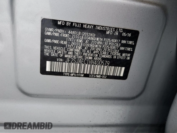2017 Subaru Forester Premium with VIN JF2SJAEC1HH400579, listed as a Copart auction lot 49506915 with 129,489 mi miles and Salvage Title. Bid and sale history available at carsss.com. Image 14.
