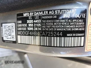 2012 Mercedes-Benz C 250 Sport with VIN WDDGF4HB4CA725244, listed as a Copart auction lot 65667205 with 96,335 mi miles and Salvage title. Bid and sale history available at DreamBid. Image 12.