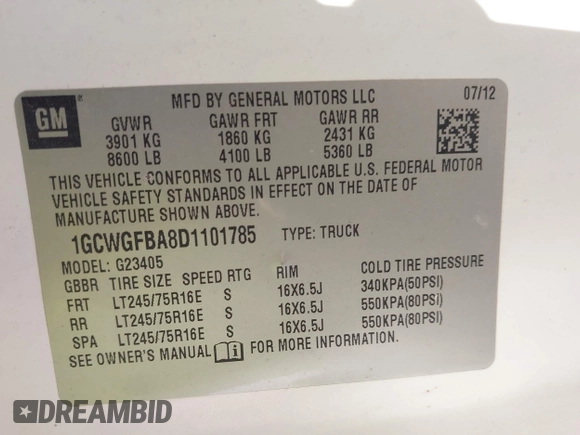 2013 Chevrolet Express Cargo z VIN 1GCWGFBA8D1101785, wystawiony jako IAAI lot #42617920 z przebiegiem 164 366 mil mil oraz . Historia ofert i sprzedaży dostępna na DreamBid. Obrazek 9.
