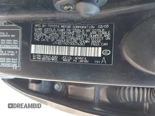 2003 Lexus IS 300/350 with VIN JTHBD192730076387, listed as a IAAI auction lot 42004188 with 227,448 mi miles and . Bid and sale history available at DreamBid. Image 9.
