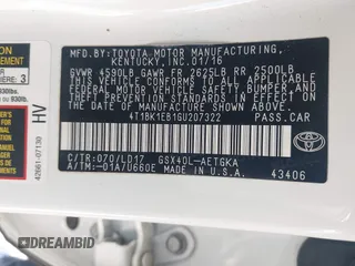 2016 Toyota Avalon Limited with VIN 4T1BK1EB1GU207322, listed as a IAAI auction lot 42030270 with 77,127 mi miles and . Bid and sale history available at carsss.com. Image 9.