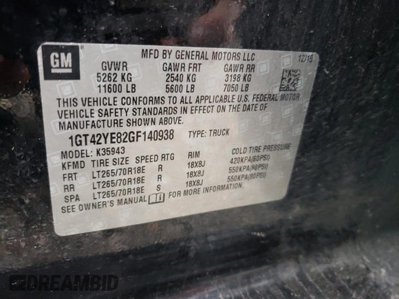 2016 GMC Sierra 3500HD Denali z VIN 1GT42YE82GF140938, wystawiony jako Copart lot #52556095 z przebiegiem 136 654 mil mil oraz Szkoda całkowita • Salvage title. Historia ofert i sprzedaży dostępna na DreamBid. Obrazek 12.