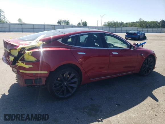 2017 Tesla Model S 100D with VIN 5YJSA1E24HF213343, listed as a Copart auction lot 52175575 with 72,502 mi miles and Salvage Title. Bid and sale history available at DreamBid. Image 3.