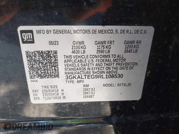2024 GMC Terrain SLE with VIN 3GKALTEG9RL108530, listed as a IAAI auction lot 42230466 with 29,071 mi miles and . Bid and sale history available at DreamBid. Image 9.