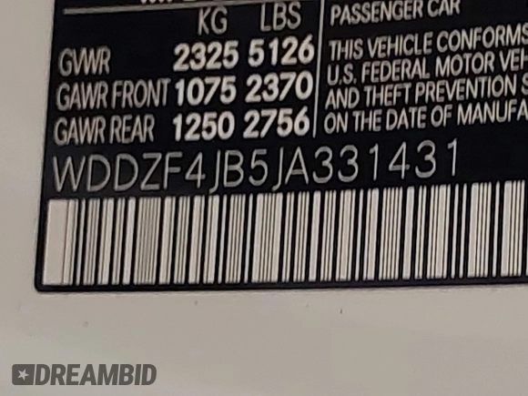 2018 Mercedes-Benz E 300 with VIN WDDZF4JB5JA331431, listed as a IAAI auction lot 42117564 with 64,356 mi miles and . Bid and sale history available at DreamBid. Image 9.
