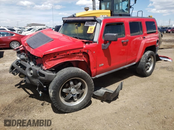 2007 Hummer H3 SUV with VIN 5GTDN13E378107824, listed as a Copart auction lot 56253784 with 172,007 mi miles and Salvage Title. Bid and sale history available at carsss.com. Image 1.