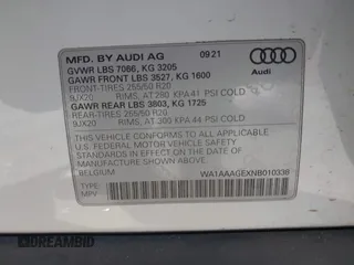 2022 Audi e-tron Premium with VIN WA1AAAGEXNB010338, listed as a IAAI auction lot 41924899 with 29,598 mi miles. Bid and sale history available at carsss.com. Image 9.