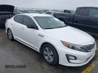 2014 Kia Optima Hybrid LX with VIN KNAGM4AD8E5067173, listed as a IAAI auction lot 41937734 with 121,209 mi miles. Bid and sale history available at carsss.com. Image 1.