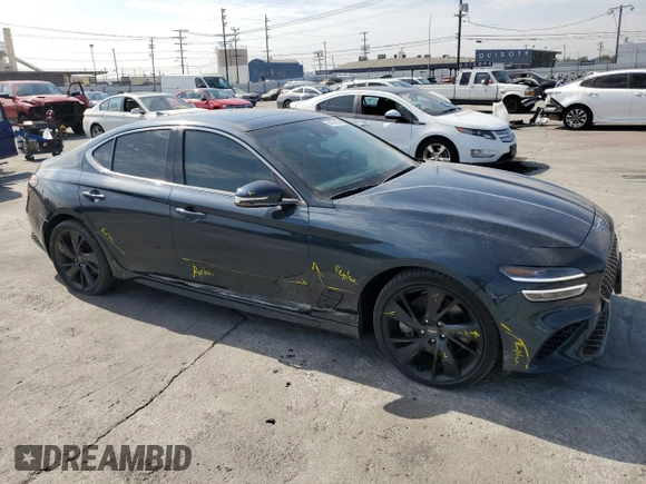 2022 Genesis G70 3.3T with VIN KMTG54TE2NU082023, listed as a Copart auction lot 74774034 with 17,411 mi miles and Salvage Title. Bid and sale history available at carsss.com. Image 4.