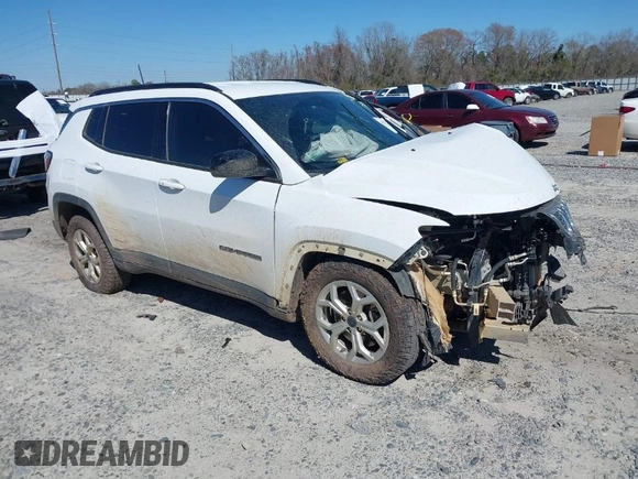 2025 Jeep Compass Latitude with VIN 3C4NJDBNXST520974, listed as a IAAI auction lot 41727651 with 24,054 mi miles and . Bid and sale history available at DreamBid. Image 1.