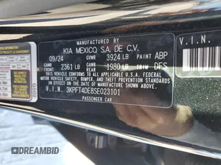 2025 Kia K4 LXS with VIN 3KPFT4DE8SE023101, listed as a Copart auction lot 49646635 with 2,015 mi miles and Salvage Title. Bid and sale history available at carsss.com. Image 13.