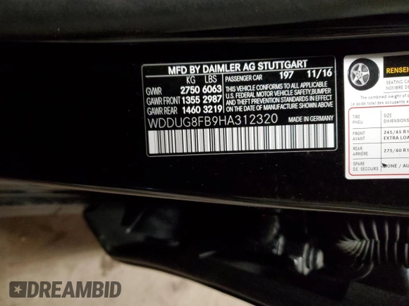 2017 Mercedes-Benz S 550 with VIN WDDUG8FB9HA312320, listed as a Copart auction lot 84599974 with 108,871 mi miles and Salvage Title. Bid and sale history available at carsss.com. Image 13.